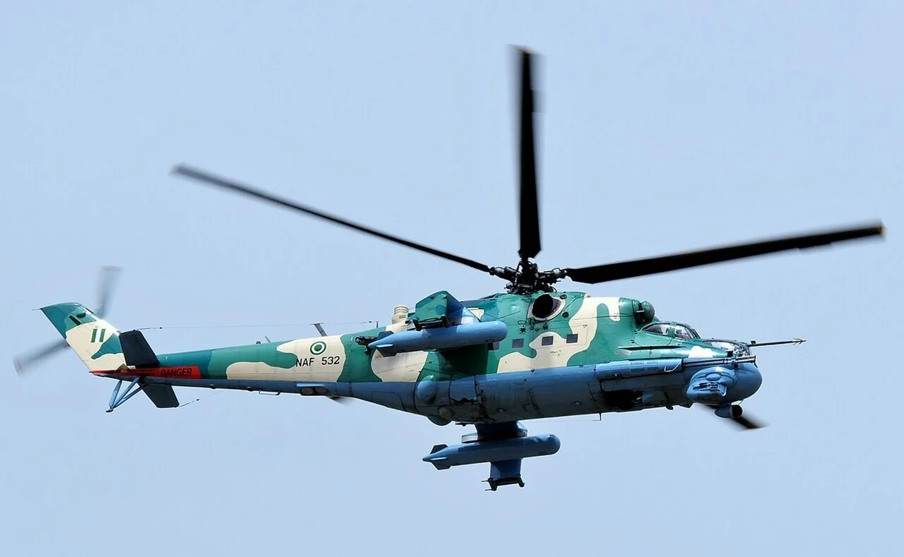 Nigerian Air Force Mil Mi-35P gunship helicopter photographed in 2012