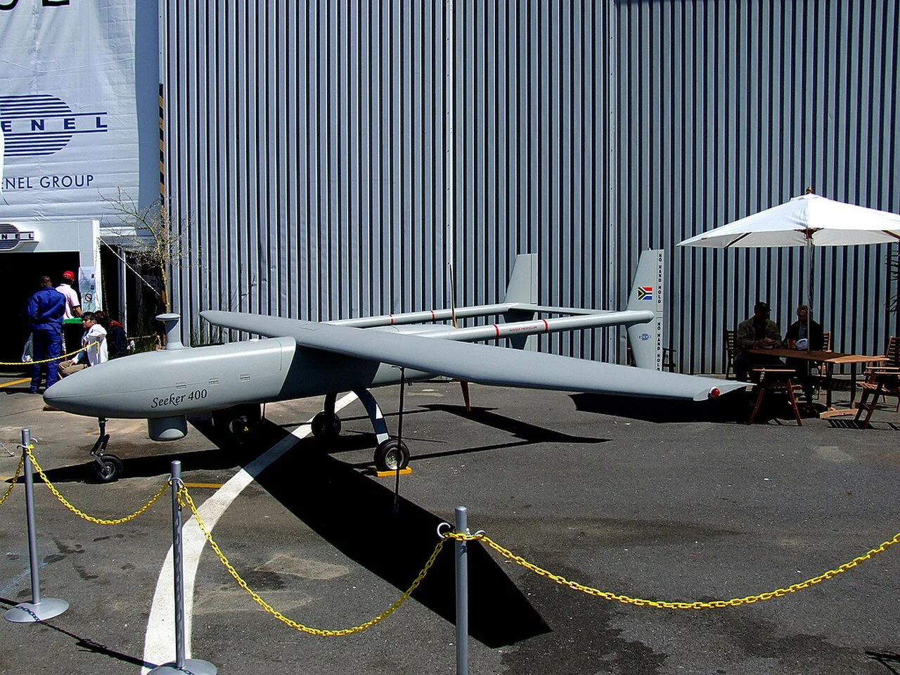 Denel Dynamics Seeker 400 reconnaissance UAV on display