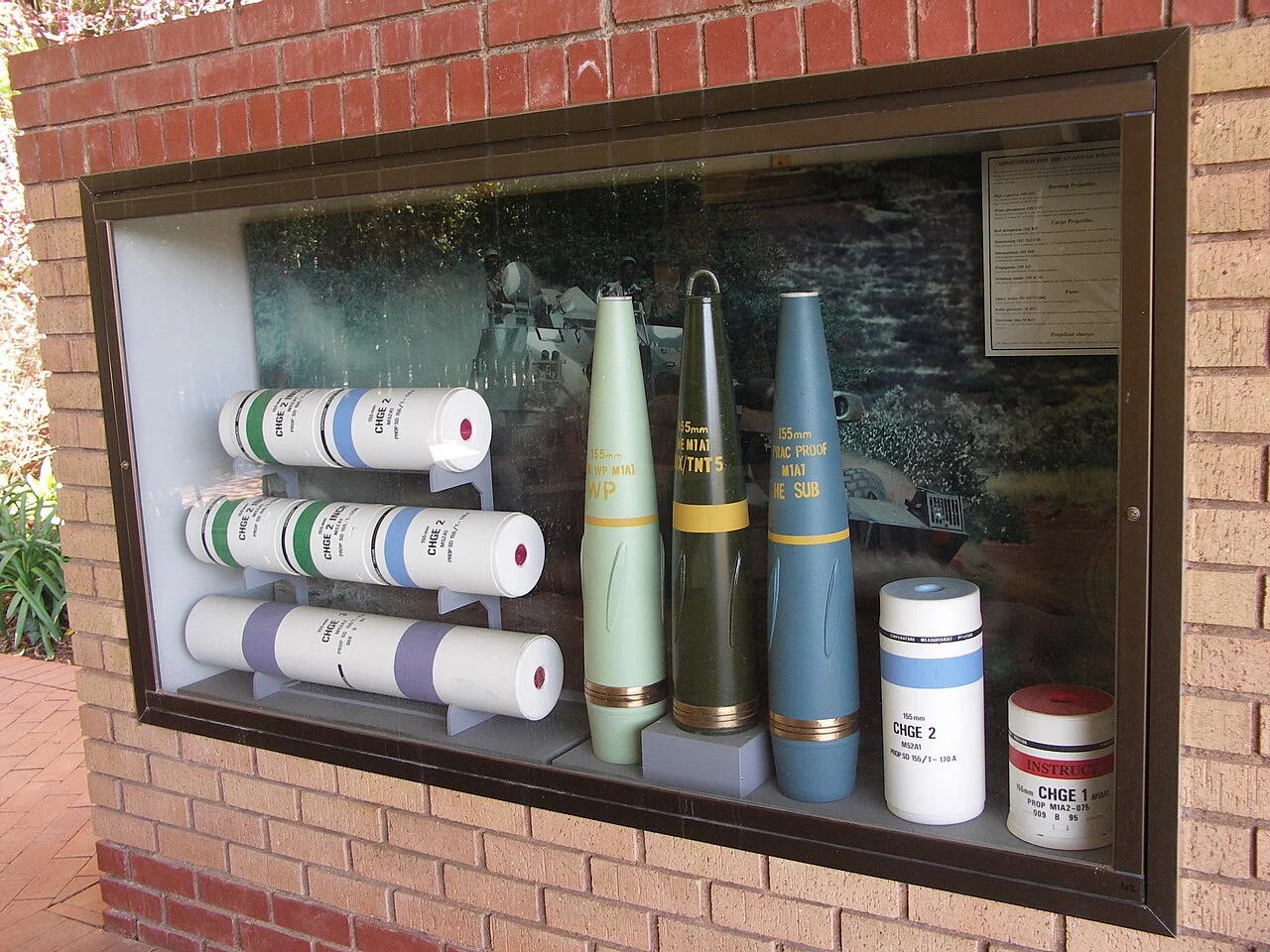 155mm artillery shells and propellant charges for the G5 and G6 howitzers, South African National Museum of Military History