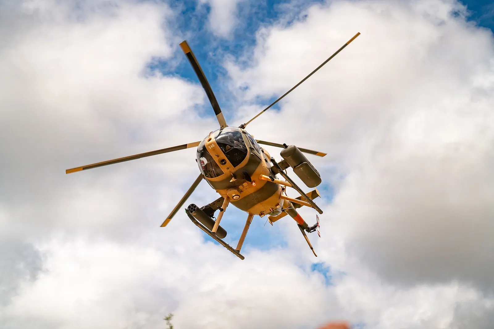 A Kenya Army MD 530F helicopter provides close air support during Exercise Justified Accord 2026