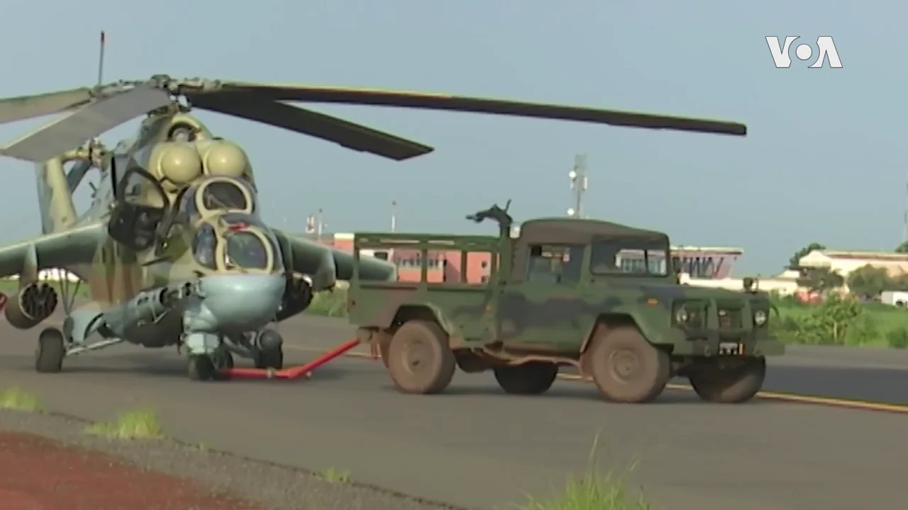 Mil Mi-24 attack helicopter of the Malian Air Force at Bamako Air Base