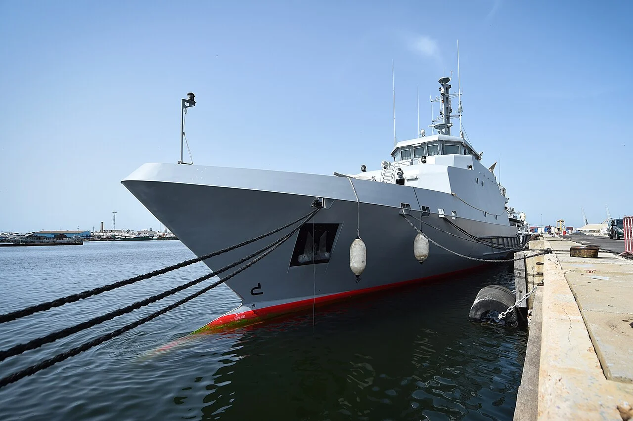 Senegalese Navy patrol ship Fouladou moored at Dakar naval base