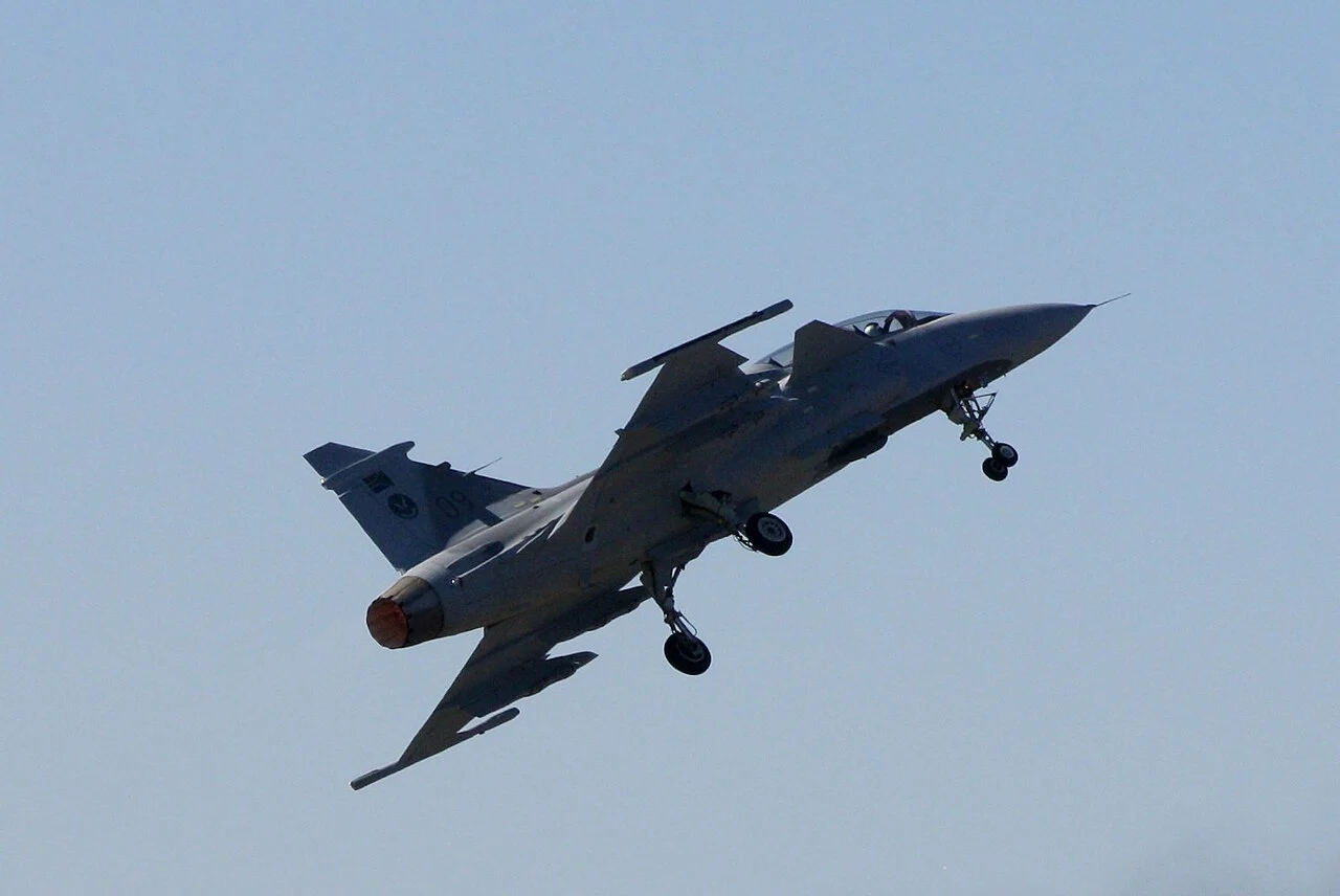 South African Air Force JAS 39 Gripen multirole fighter in flight